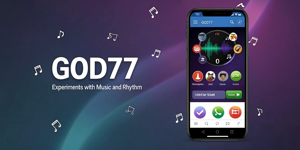 Screenshot gameplay GOD77 dengan ikon musik yang menarik.