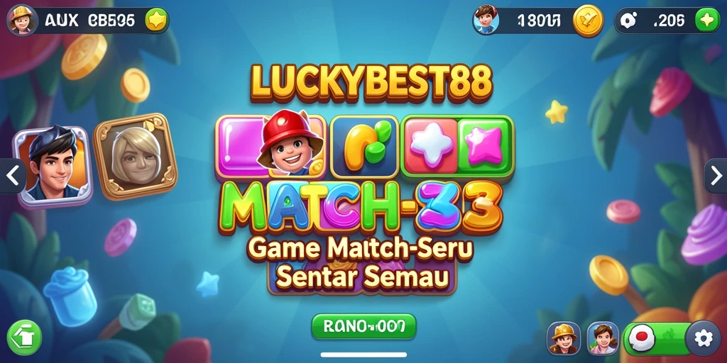 Tangkapan layar gameplay <strong>LUCKYBEST88</strong> menunjukkan aksi pencocokan permata yang seru.