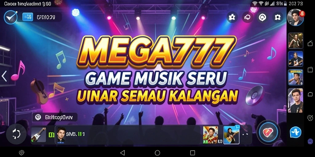 Tampilan gameplay seru MEGA777 dengan lagu-lagu menarik.