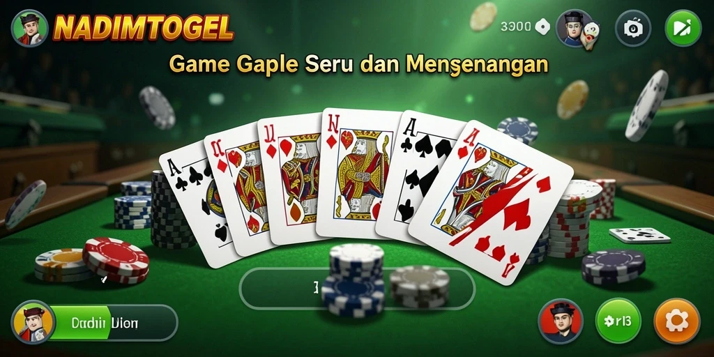 Tampilan antarmuka gameplay Gaple yang menarik dari NADIMTOGEL.