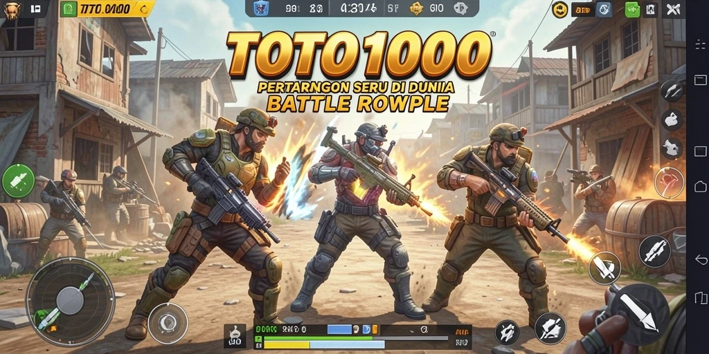 Screenshot dari gameplay intens TOTO1000 di medan perang Battle Royale.